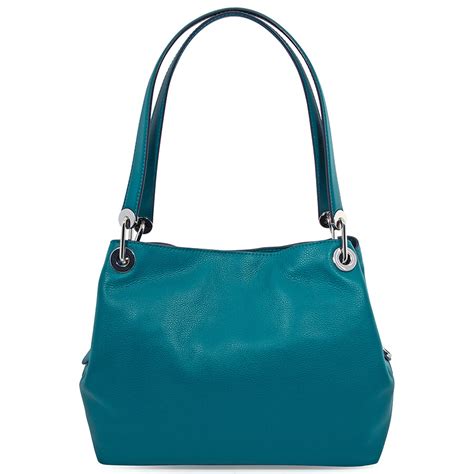 michael kors raven large pebbled leather shoulder bag teal|Michael Kors shoulder bag.